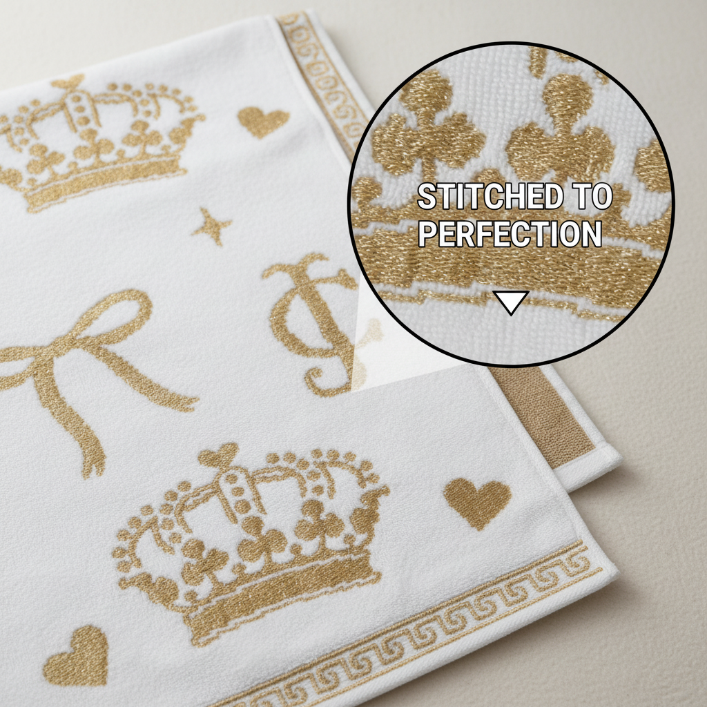 White Gold Embroidered Royal Bath Towel for Unisex | Luxury Premium