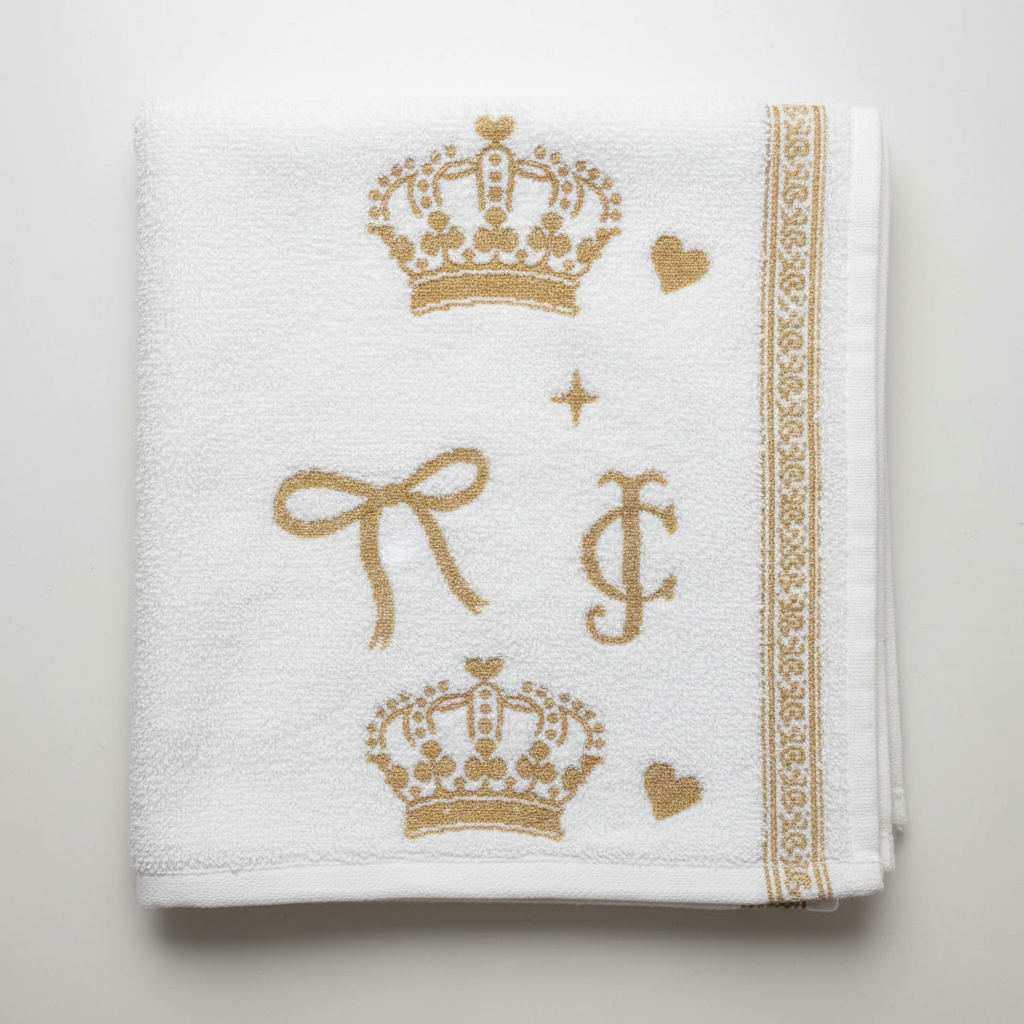 White Gold Embroidered Royal Bath Towel for Unisex | Luxury Premium