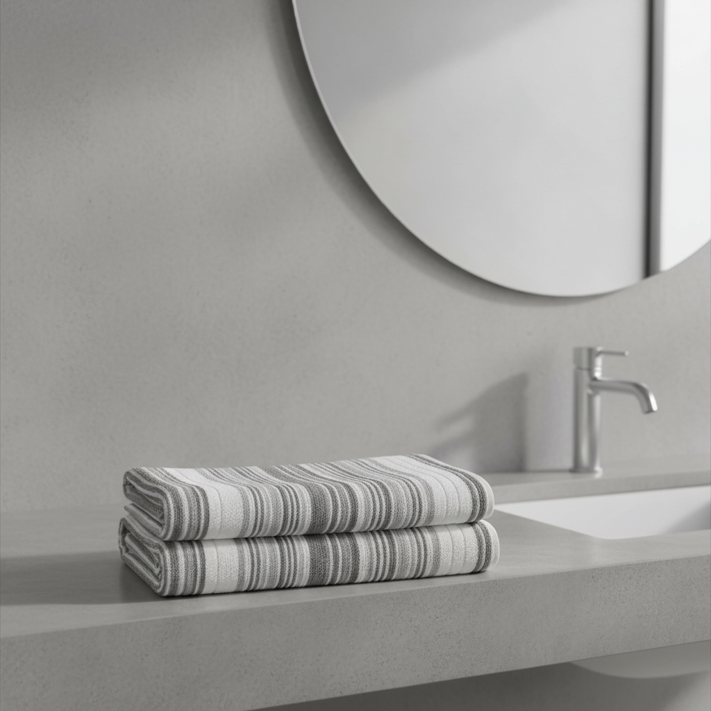 White Grey Striped Full Size Bath Towel for Unisex | Premium Absorbent