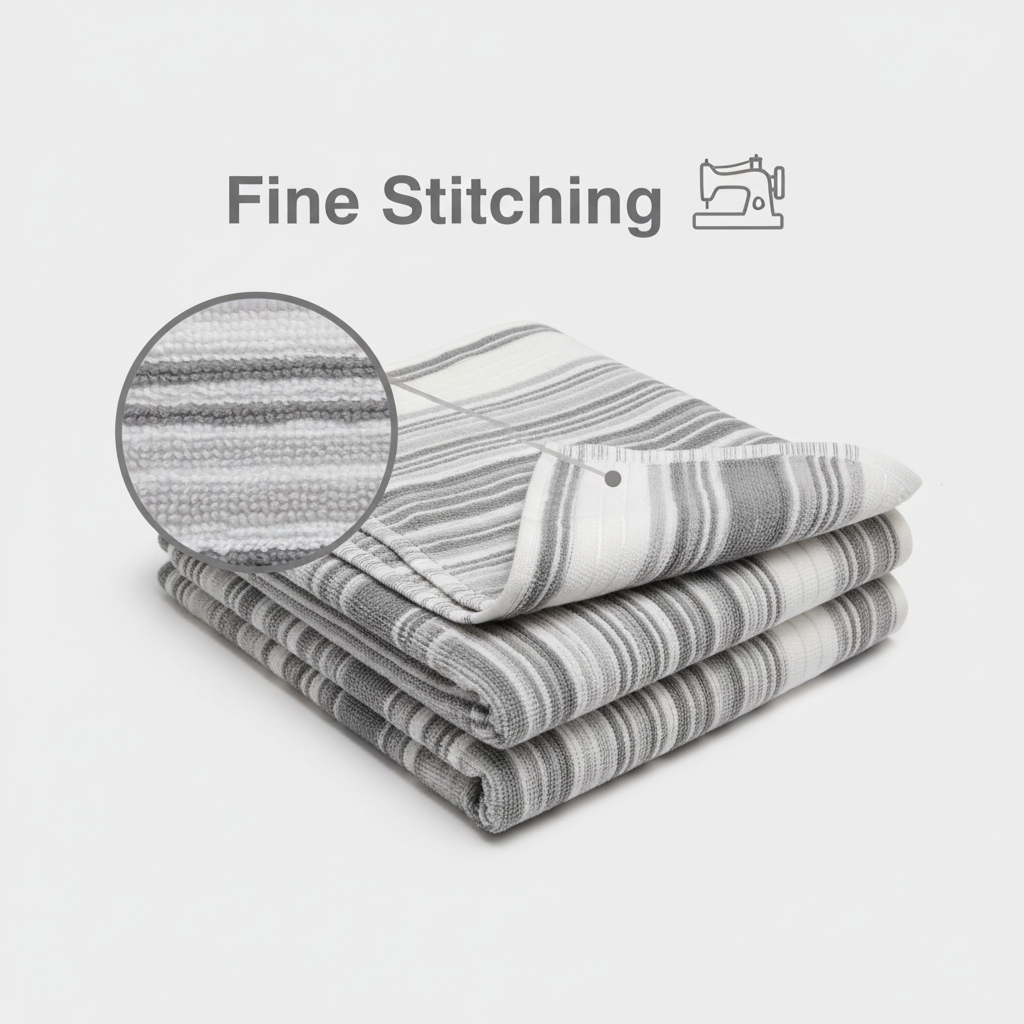 White Grey Striped Full Size Bath Towel for Unisex | Premium Absorbent