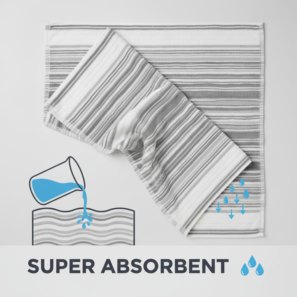 White Grey Striped Full Size Bath Towel for Unisex | Premium Absorbent