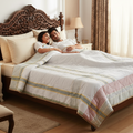 Summer Comforter  White Striped Border Double Bed | Elegant Quilted Bedding