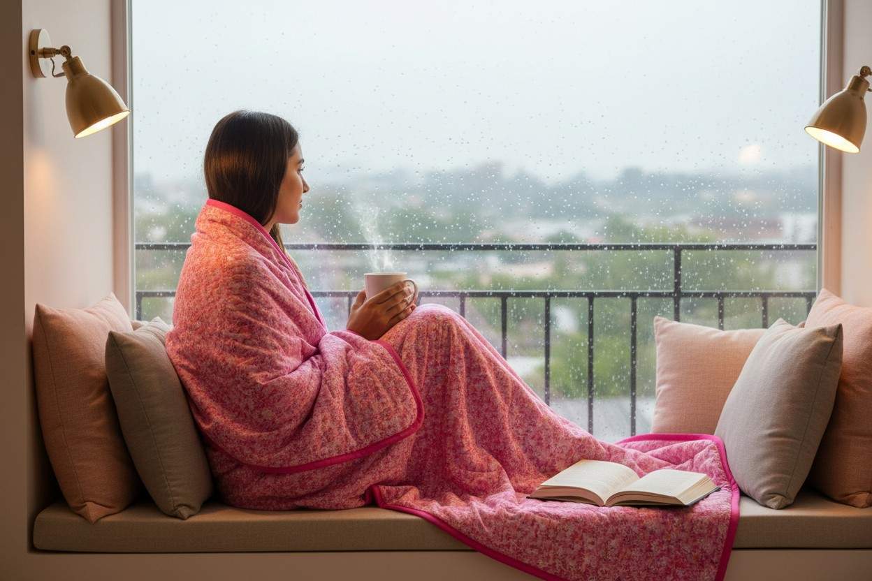 Dohar Single Bed | Pink Ditsy Floral Print | AC Dohar | 100% Cotton (Set of 2 Pcs)